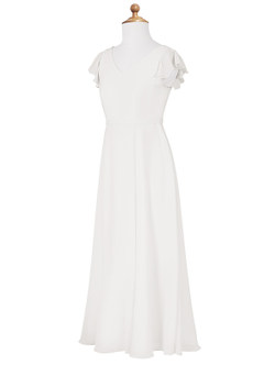 Azazie Claudine Junior White A-Line Pleated Chiffon Dress image7