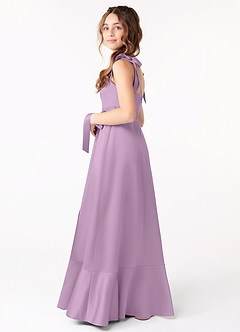 Azazie Barbara Junior Wisteria A-Line Bow Matte Satin Dress image2