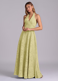 Azazie Tessie Brudtärnklänningar Klä av A-Linje i Blommig Utbrändhet Plisserad Citronsorbet image4