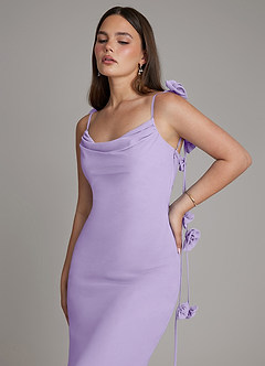 Azazie Kalico Robes de demoiselle d'honneur Robe Sirène en Mousseline de soie Plissée Lilas image5