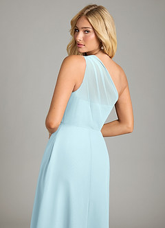 Azazie Phaedra Bridesmaid Dresses Cloud Blue A-Line One Shoulder Chiffon Dress image6