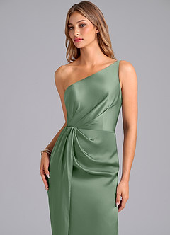 Azazie Naria Brudtärnklänningar Klänning av Tubklänning i Stretch Satin En axel Matcha image7