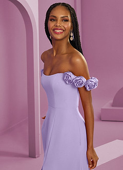 Barbie ♥ Azazie Bridesmaid Dresses Lilac A-Line Off the Shoulder Chiffon Convertible Dress image5