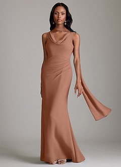 Azazie Linelle Bridesmaid Dresses Bronzer Mermaid Pleated Chiffon Dress image1