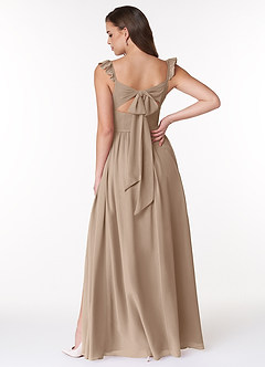 Azazie Metz Brautjungfernkleider A-Linie Herzchen Gerüscht Chiffon Kleid Taupe image2