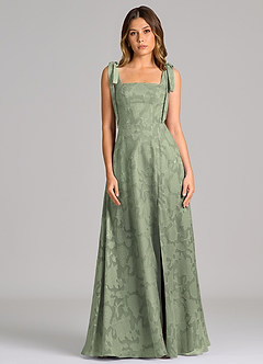 Azazie Debra Bridesmaid Dresses Agave A-Line with Pockets Floral Burnout Dress image4