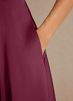 Azazie Niles Mother of the Bride Dresses Mulberry A-Line Trains Stretch Satin Dress image9