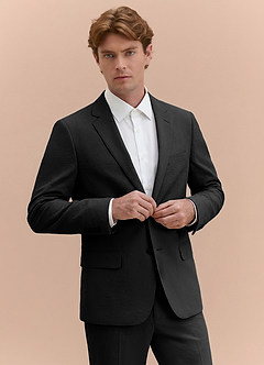 front Miles Black Seersucker Trousers Suit