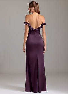 Azazie Callie Bridesmaid Dresses Plum A-Line Ruched Stretch Satin Convertible Dress image7