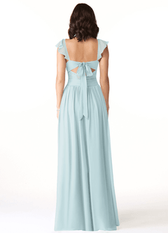 Azazie Lissa Bridesmaid Dresses Mist A-Line Lace Chiffon Dress image2