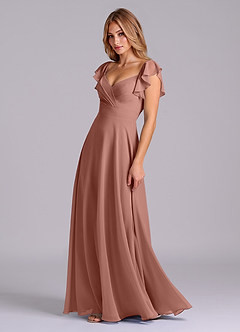 Azazie Leilani Bridesmaid Dresses Cedar Rose A-Line Pleated Chiffon Dress image4
