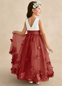Azazie Vi Flower Girl Dresses Terracotta A-Line Sleeveless Tulle Dress image1
