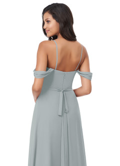 Azazie Aaron Bridesmaid Dresses Dolphin Grey A-Line Off the Shoulder Chiffon Convertible Dress image14
