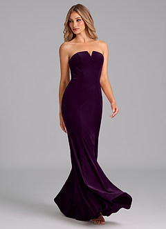 Azazie Yinnie Bridesmaid Dresses Grape Mermaid Strapless Velvet Convertible Dress image5