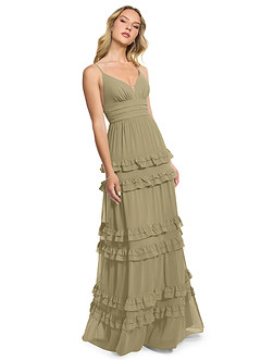 Azazie Rachel Bridesmaid Dresses Moss Green A-Line Chiffon Dress image3