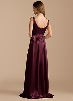 Azazie Keyla Brautjungfernkleider A-Linie Plissee Metallischer Satin Kleid Cabernetrot image2