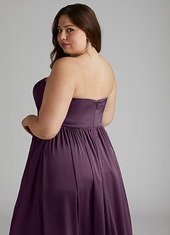 Azazie Morana Final Sale Plum A-Line Off the Shoulder Stretch Satin Convertible Dress image20