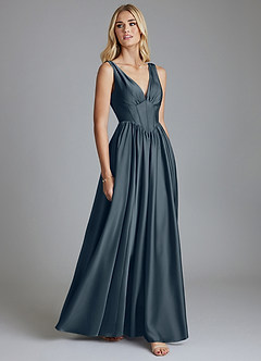 Azazie Delmie Bridesmaid Dresses Twilight A-Line Corset Stretch Satin Dress image5