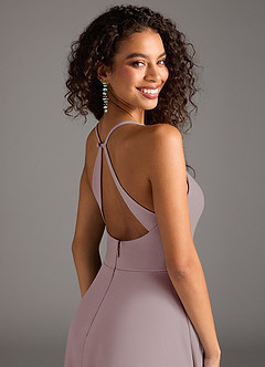 Azazie Davis Bridesmaid Dresses Vintage Mauve A-Line Pleated Stretch Crepe Dress image8