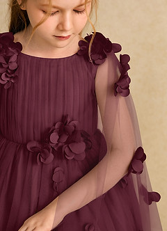 Azazie Staria Abiti da Ragazza di Fiori Abito Principessa in Tulle Increspato Cabernet image10