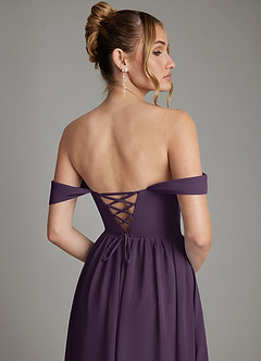 Azazie Caterina Bridesmaid Dresses Plum A-Line Corset Chiffon Dress image7