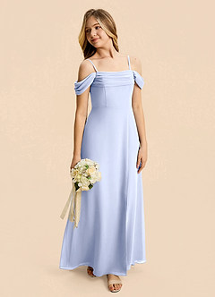 Azazie Lilly Junior Ice A-Line Pleated Chiffon Dress image5