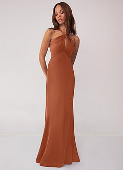 Barbie ♥ Azazie Bridesmaid Dresses Cedar Rose Sheath Stretch Satin Dress image4