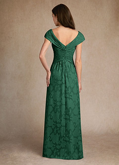 Azazie Myrtle Mère de la mariée Robes Robe Trapèze en Blumen-Burnout Plissée Vert Foncé image3