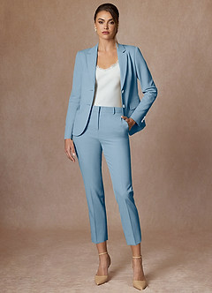 front Whitney Bleu Clair Ensemble pantalon court performant en tissage raffiné