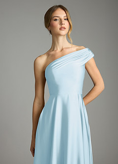 Azazie Melanie Suknie dla druhen Linia A Zza ramienia Satyna elastyczna Do ziemi Sukienka image6