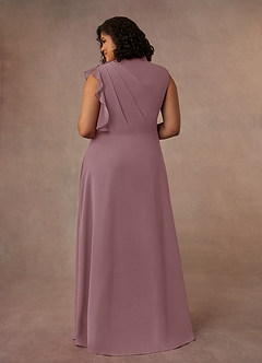 Azazie Narine Abiti per la Madre della Sposa Abito A-Line in Chiffon con Scollo Alto a Pieghe Rosa Polverosa image8