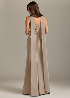 Azazie Kinsley Bridesmaid Dresses Taupe Mermaid Side Slit Stretch Satin Dress image2