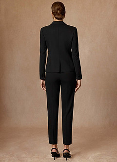 front Whitney Black Refined Weave Performance Full Length Pants Suit
