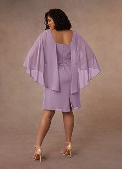 Azazie Mirra Mère de la mariée Robes Robe Fourreau en Mousseline de soie Col rond plissé Glycine image9