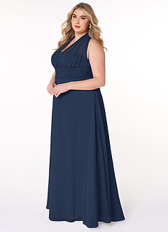 Azazie Fifi Brautjungfernkleider Wandelbar A-Linie Schulterfrei Chiffon Kleid Dunkelmarine image15