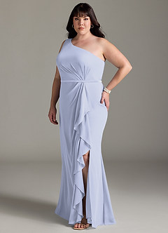 Azazie Liza Bridesmaid Dresses Lavender Mermaid One Shoulder Chiffon Dress image8