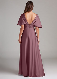 Azazie Pamela Robes de demoiselle d'honneur Robe Trapèze en Satin extensible Plissé Améthyste image2