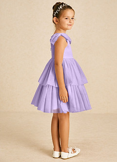 Azazie Vanellope Flower Girl Dresses Lilac A-Line Bow Tulle Dress image4