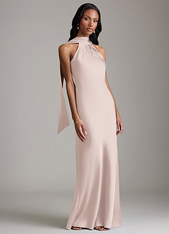 Azazie Cassiana Bridesmaid Dresses Blushing Pink Mermaid Pleated Stretch Satin Dress image6