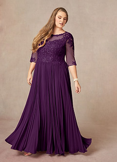 Azazie Corinne Mother of the Bride Dresses Grape A-Line Sequins Chiffon Dress image10