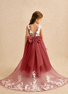 Azazie Mixie vestidos de niña de las flores Vestido de Óxido de Encaje de Corte Princesa image1