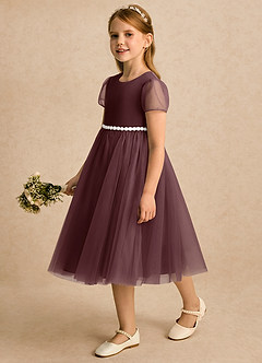 Azazie Kaylor Flower Girl Klänningar Klänning A-linje i Tyll Plisserad image4