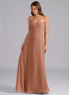 Azazie Valentine Bridesmaid Dresses Bronzer A-Line Corset Chiffon Dress image3