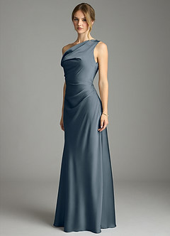 Azazie Emerson Bridesmaid Dresses Twilight Mermaid Off the Shoulder Stretch Satin Dress image2
