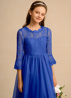 Azazie Lamb Girl Blumenmädchenkleider Ballkleid Spitze Kleid Königsblau image5