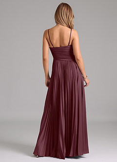 Azazie Vini Abiti da Damigella Abito A-Line in Raso Elasticizzato Plissettato Sangria image6