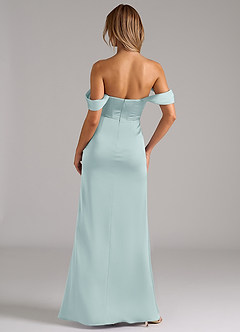 Azazie Johana Robes de demoiselle d'honneur Robe Sirène Convertible en Satin extensible Épaule décolletée Brume image4