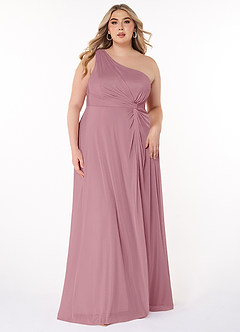 Azazie Brooke Bridesmaid Dresses Vintage Mauve A-Line One Shoulder Mesh Dress image6