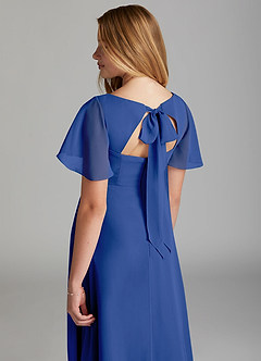 Azazie Kimber Junior Royal Blue A-Line Pleated Chiffon Dress image4