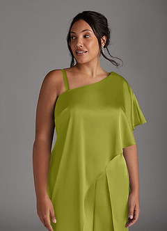 Azazie Hagretta Mother of the Bride Dresses Lemongrass Jumpsuit/Pantsuit Stretch Satin Dress image12